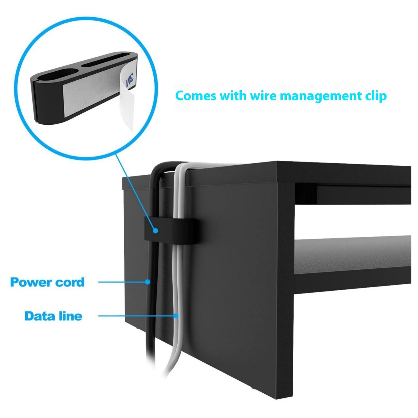 High Quality Black Wooden Double Storage Monitor Stand/ Riser