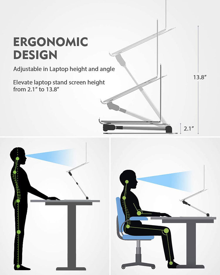Adjustable Laptop Stand – Height Adjustable, with Heat Dissipation and Storage