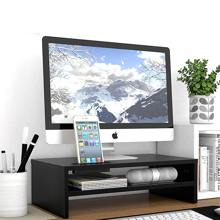 High Quality Black Wooden Double Storage Monitor Stand/ Riser