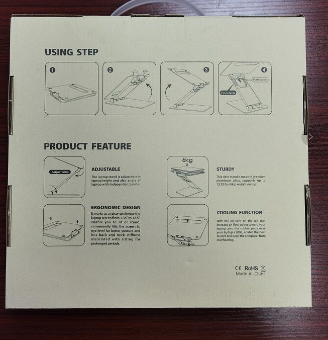 Adjustable Laptop Stand – Height Adjustable, with Heat Dissipation and Storage